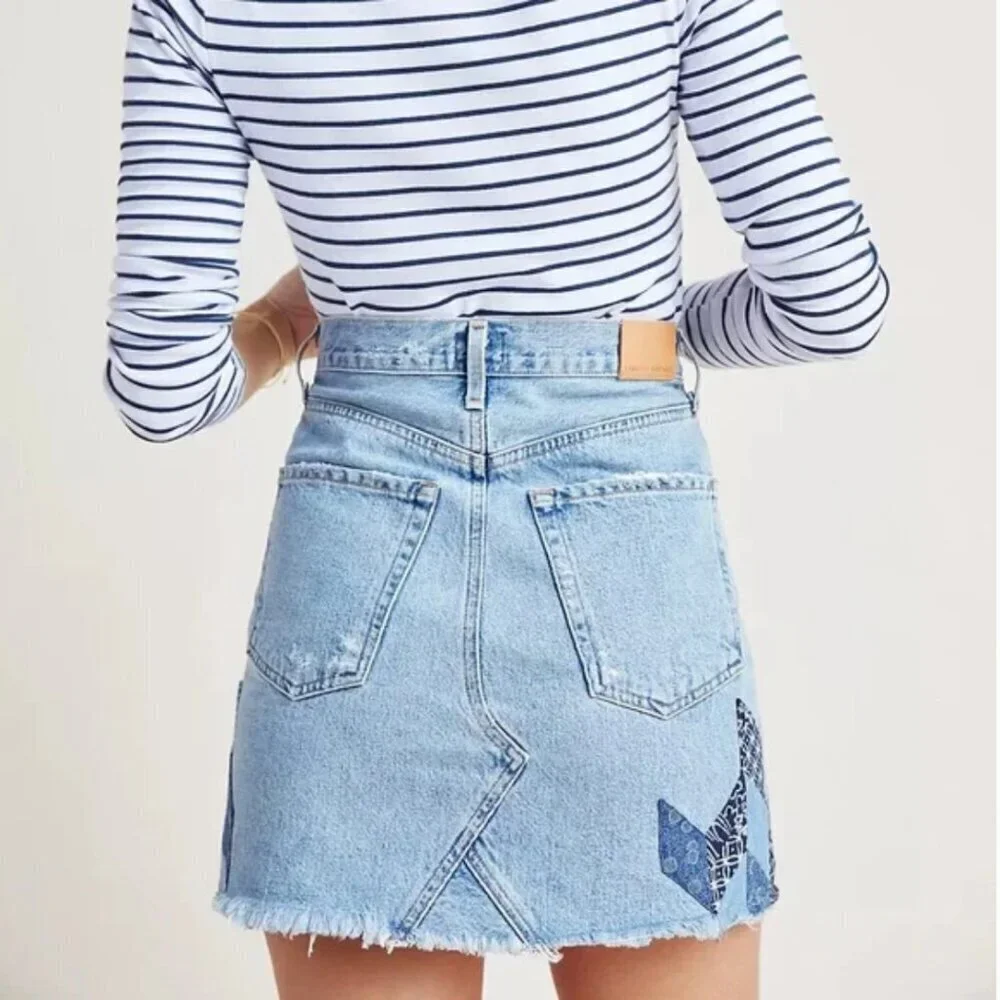 Anthropologie Citizens of Humanity Astrid Patchwork Denim Mini Skirt